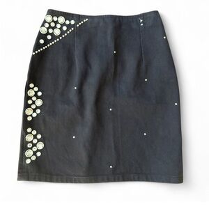 ROBIN BERRY Embellished RHINESTONE Black Jean Skirt/ Size 8